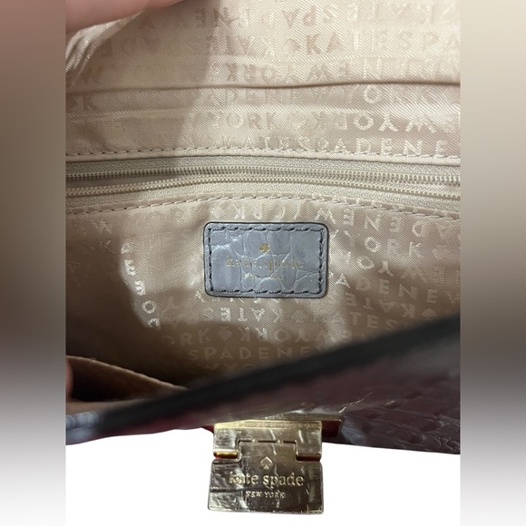 KATE SPADE Harwood Place Fiona Crossbody Soft Taupe Gray Color Croc Leather - Picture 8 of 13